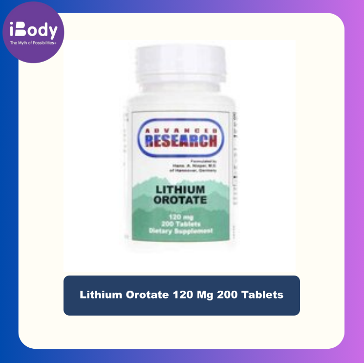Advanced Research® Lithium Orotate 120 Mg 200 Tablets ลิเธียมโอโรเทต อาหารเสริมช่วยทางด้านอารมณ์