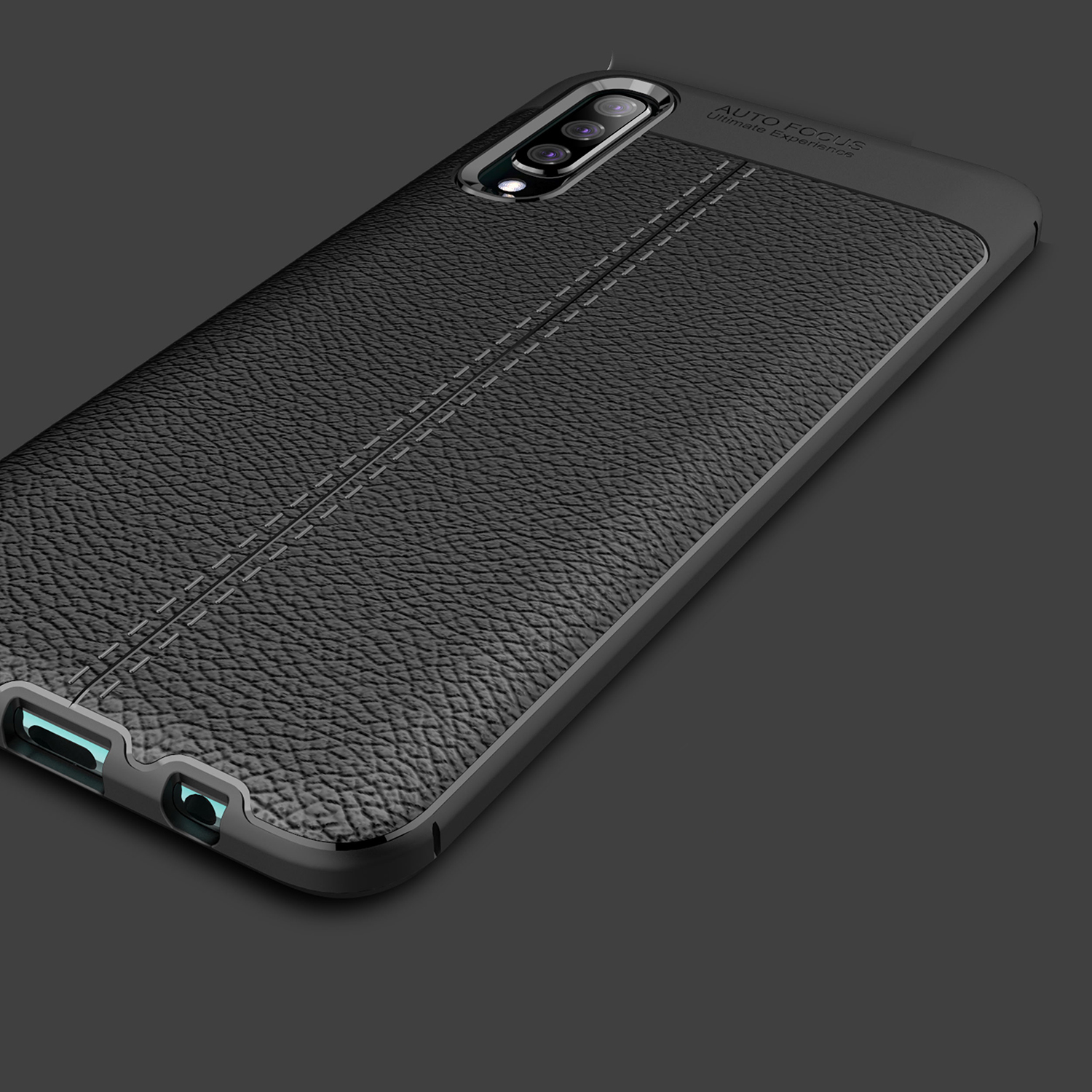 เคส Samsung Galaxy A70 #เคสฝาหลัง TPU นิ่มลายหนัง PU ผิวลิ้นจี่ช่วยป้องกันลายนิ้วมือและกันลื่น