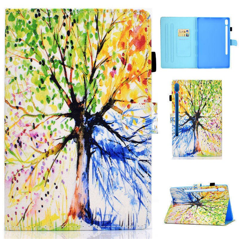 Case Samsung Galaxy Tab S7 SM-T870 SM-T875 #เคสฝาพับหนัง PU พิมพ์ลาย Pattern Printing Stand Leather