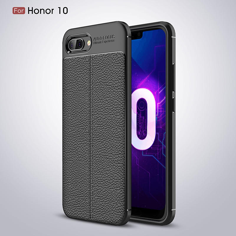 เคส Honor 10 #เคสฝาหลัง TPU ลายหนัง PU ผิวลิ้นจี่ช่วยป้องกันลายนิ้วมือคุณภาพดี