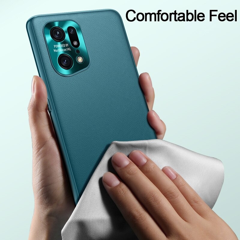 เคส OPPO Find X5 Pro 5G #เคสแบบฝาหลัง TPU เคลือบหนัง PU มีกันเลนส์กล้อง Leather Cases Soft Matte Shockproof Protect Camera Back Cover