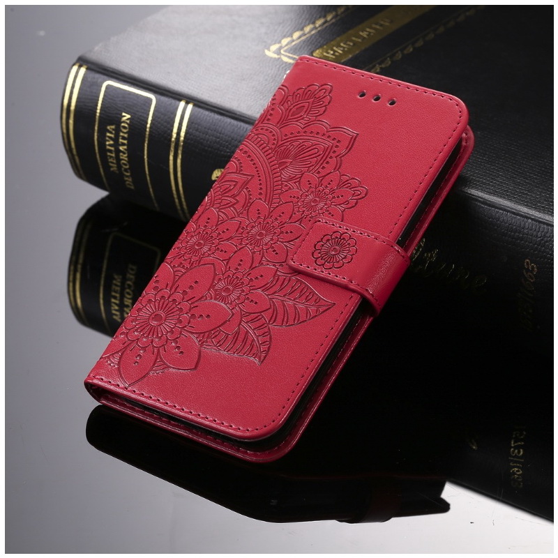 เคส Samsung Galaxy A30/A20#เคสฝาพับแบบกระเป๋าสตางค์หนัง PU ลายนูนมีช่องใส่บัตรลายดอกไม้