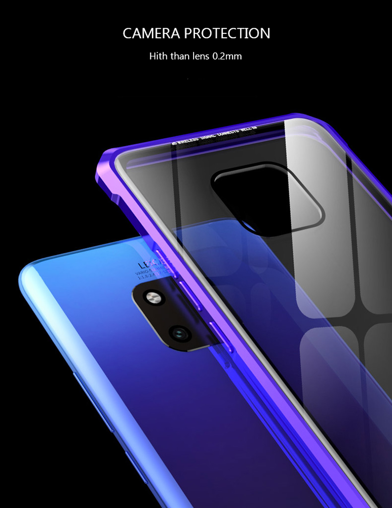 Case Huawei Mate 20 X #เคสกรอบโลหะแผ่นหลังกระจกนิรภัยแข็ง Metal Frame + Glass Back Hard Cove
