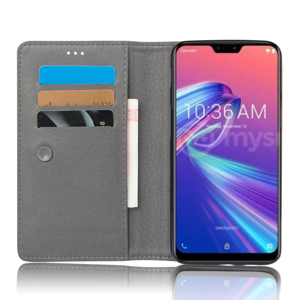Case Asus Zenfone Max Pro (M2) ZB631KL #เคสฝาพับหนัง PU ผิวหนังม้า Suction cup closure Crazy Horse Leather Shell