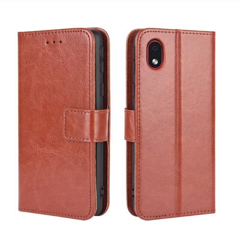 Case Samsung Galaxy A01 Core #เคสฝาพับหนัง PU ผิวหนังม้า Crazy Horse Texture Leather Wallet