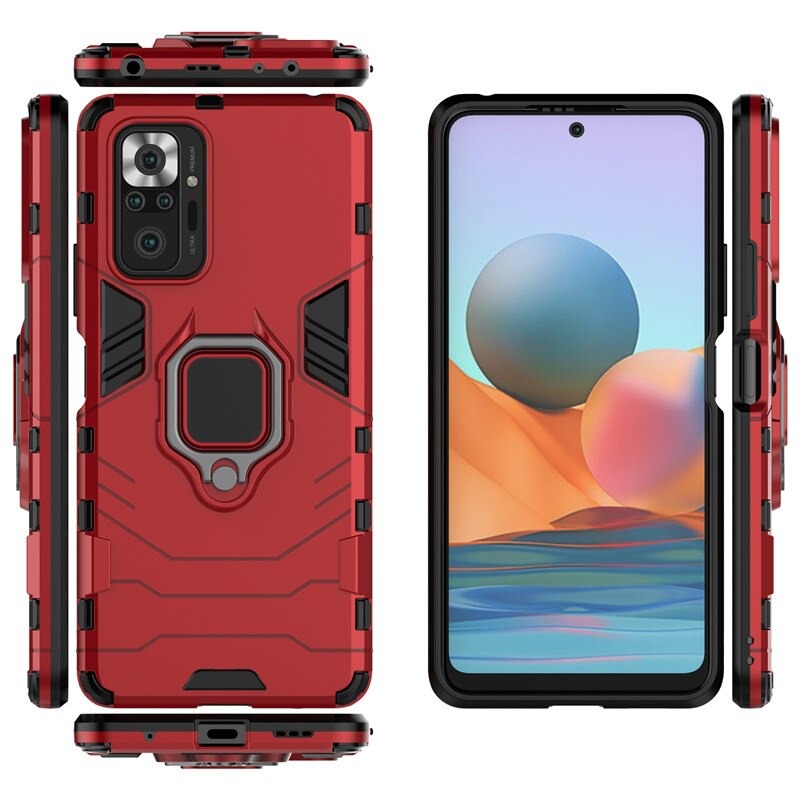 เคส Redmi Note 10 4G #เคสฝาหลังพลาสติกแข็ง +TPU Hybrid Case มีแหวนสวมนิ้วโลหะ