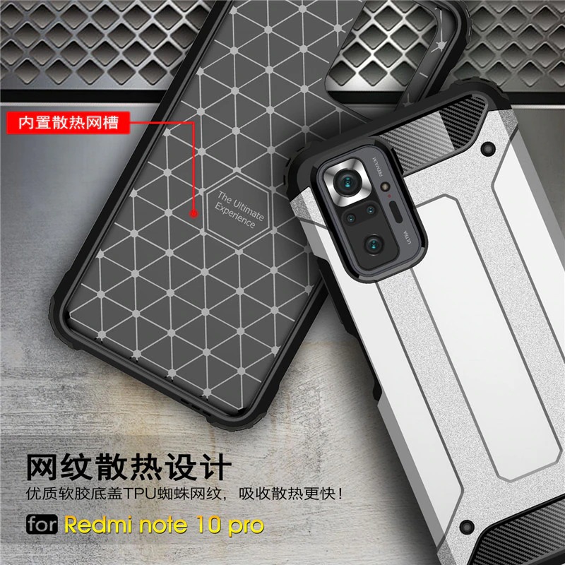 Case Redmi Note 10 Pro #เคสฝาหลังเกราะป้องกัน ไฮบริด พลาสติก+TPU Heavy Duty Rugged Hybrid