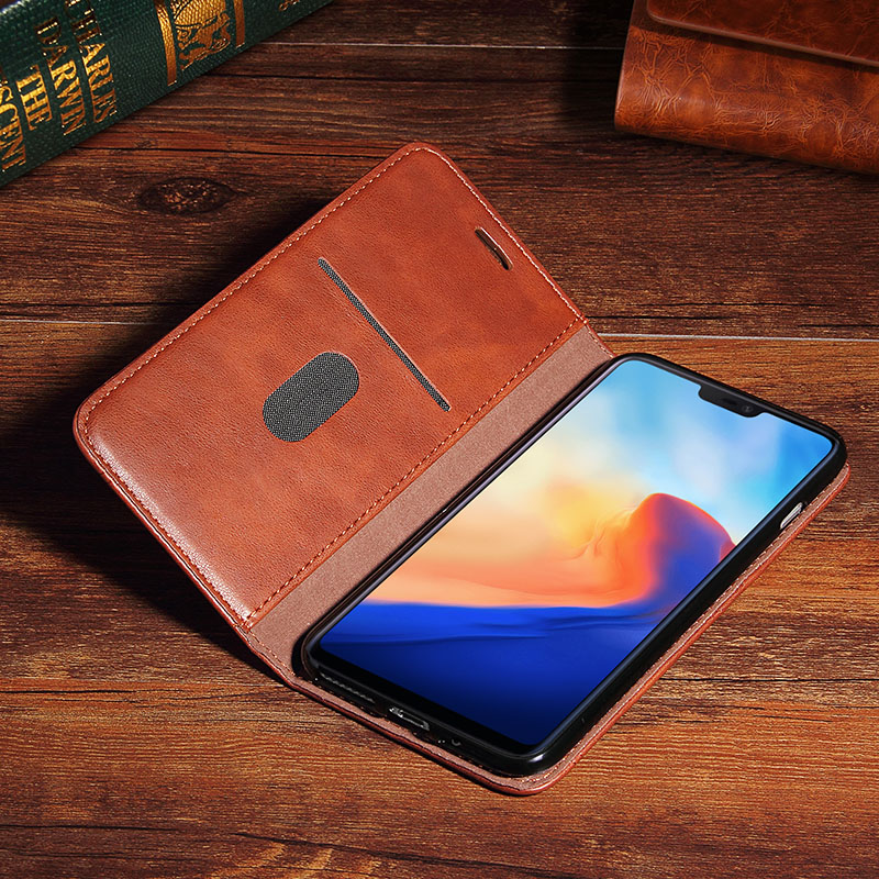เคส OnePlus 6 #เคสฝาพับหนัง PU Crazy Horse Texture Retro Leather Auto-absorbed Wallet คุณภาพดี