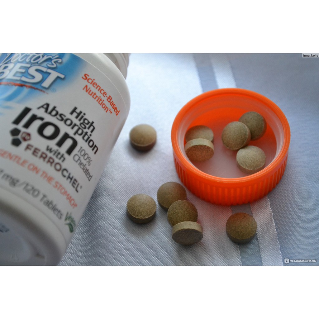 Doctor's Best® High Absorption Iron With Ferrochel 27mg 120 Tablets ธาตุเหล็ก ดูดซึมได้อย่างมีประสิทธิภาพ