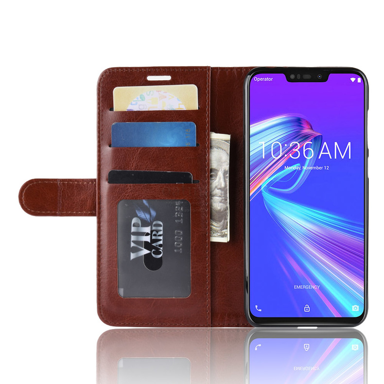 Case Asus Zenfone Max (M2) ZB633KL #เคสฝาพับหนัง PU ผิวหนังม้าสไตล์กระเป๋าสตางค์