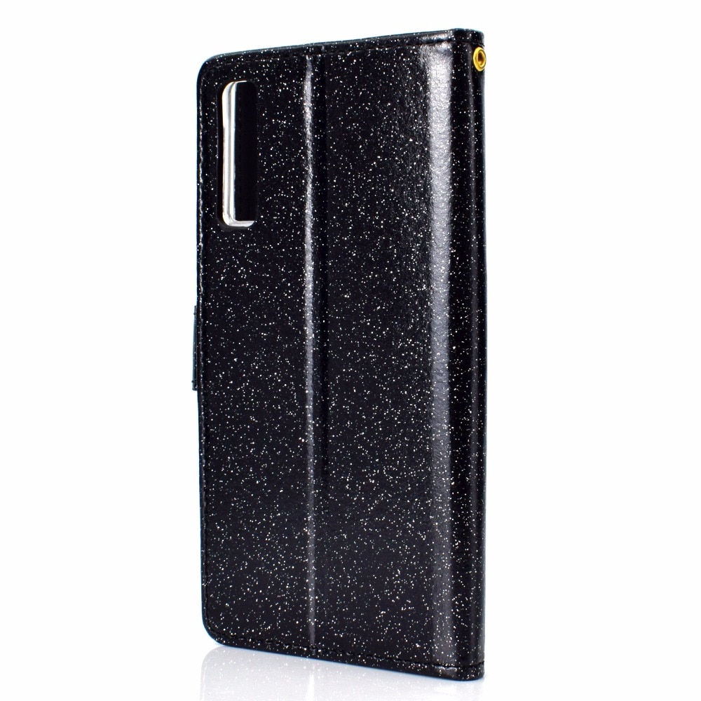 Case Samsung Galaxy A7 (2018) A750 #เคสฝาพับแบบกระเป๋าสตางค์ Glitter Powder ตกแต่ง Rhinestone มีกระจก