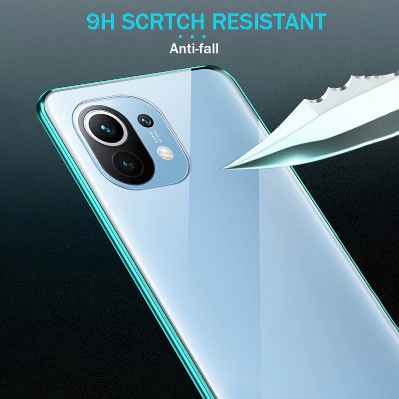 Case Xiaomi Mi 11 #เคสกระจกขอบโลหะประกบแม่เหล็กหน้าหลังมีป้องกันเลนส์กล้อง Fully Protection Magnetic Adsorption Glass Metal Phone Protective Built-in Camera Protection