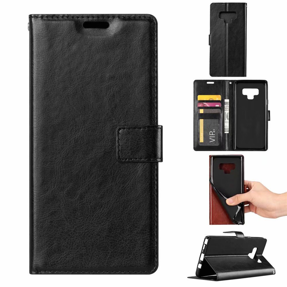 Case Samsung Galaxy Note 9 #เคสฝาพับหนัง PU ผิวหนังม้าสไตล์กระเป๋าสตางค์ Crazy Horse Texture Wallet