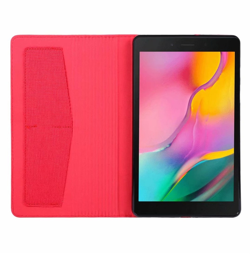 Case Samsung Galaxy Tab A 8.0 (2019) SM-T290 T295 T297 #เคสฝาพับหนัง PU ผิวผ้าพับตั้งได้ Cloth Leather Wallet