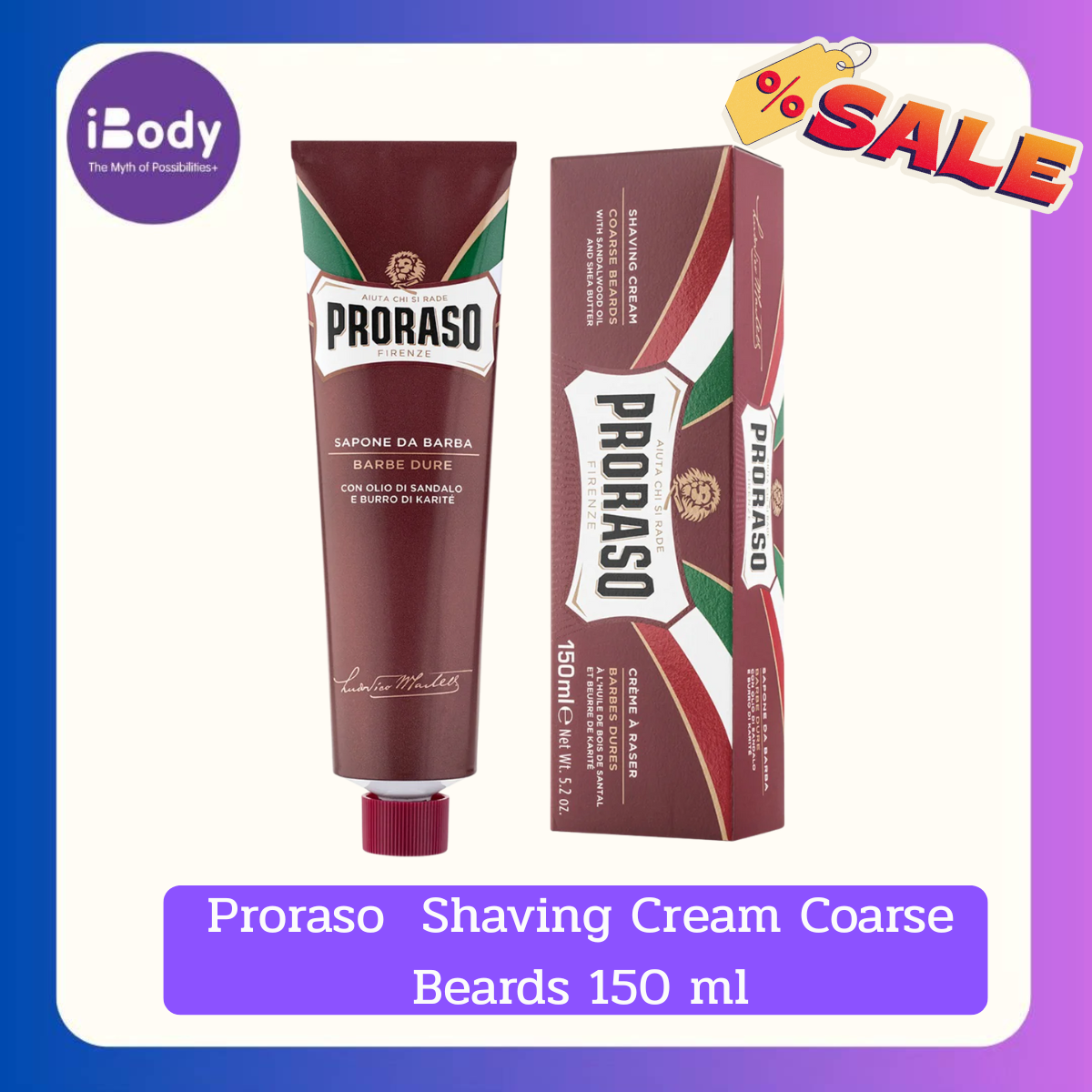 Proraso Shaving Cream Coarse Beards 150 ml ครีมโกนหนวด สูตรเพิ่มความชุ่มชื้นและบำรุงผิว