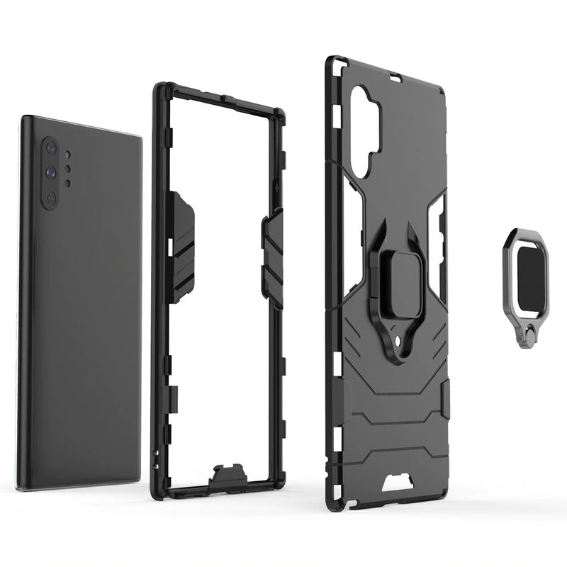 Case Samsung Galaxy Note 10+ #เคสฝาหลังพลาสติกแข็ง +TPU Hybrid Case มีแหวนสวมนิ้วโลหะ