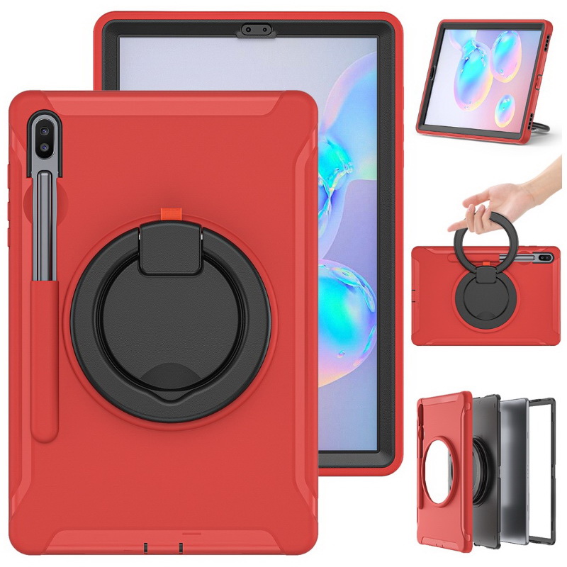 Case Samsung Galaxy Tab S6 SM-T860 SM-T865 #เคสฝาหลังพลาสติกมีขาตั้งหมุนได้ 360° 3 Layer Protection TPU+PC Shockproof case