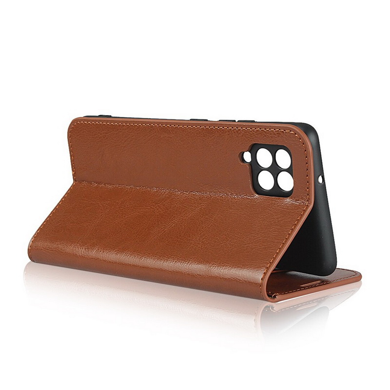 Case Samsung Galaxy A42 5G #เคสฝาพับแบบกระเป๋าสตางค์คุณภาพดี Crazy Horse Genuine Leather Cover