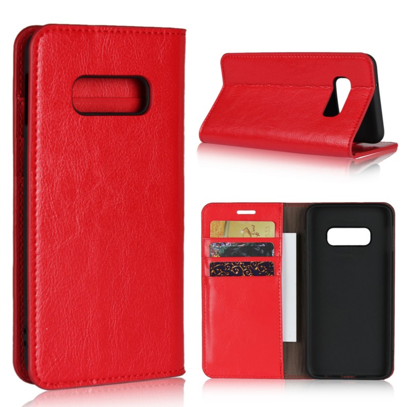 Case Samsung Galaxy S10 Plus #เคสฝาพับแบบกระเป๋าสตางค์หนังแท้ Crazy Horse Genuine Leather Wallet Shell