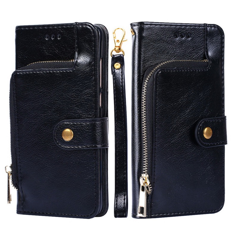 เคส Samsung Galaxy A25 5G #เคสฝาพับแบบกระเป๋าสตางค์มีช่องซิปและช่องใส่บัตร Zipper Pocket Leather Wallet Stand Case