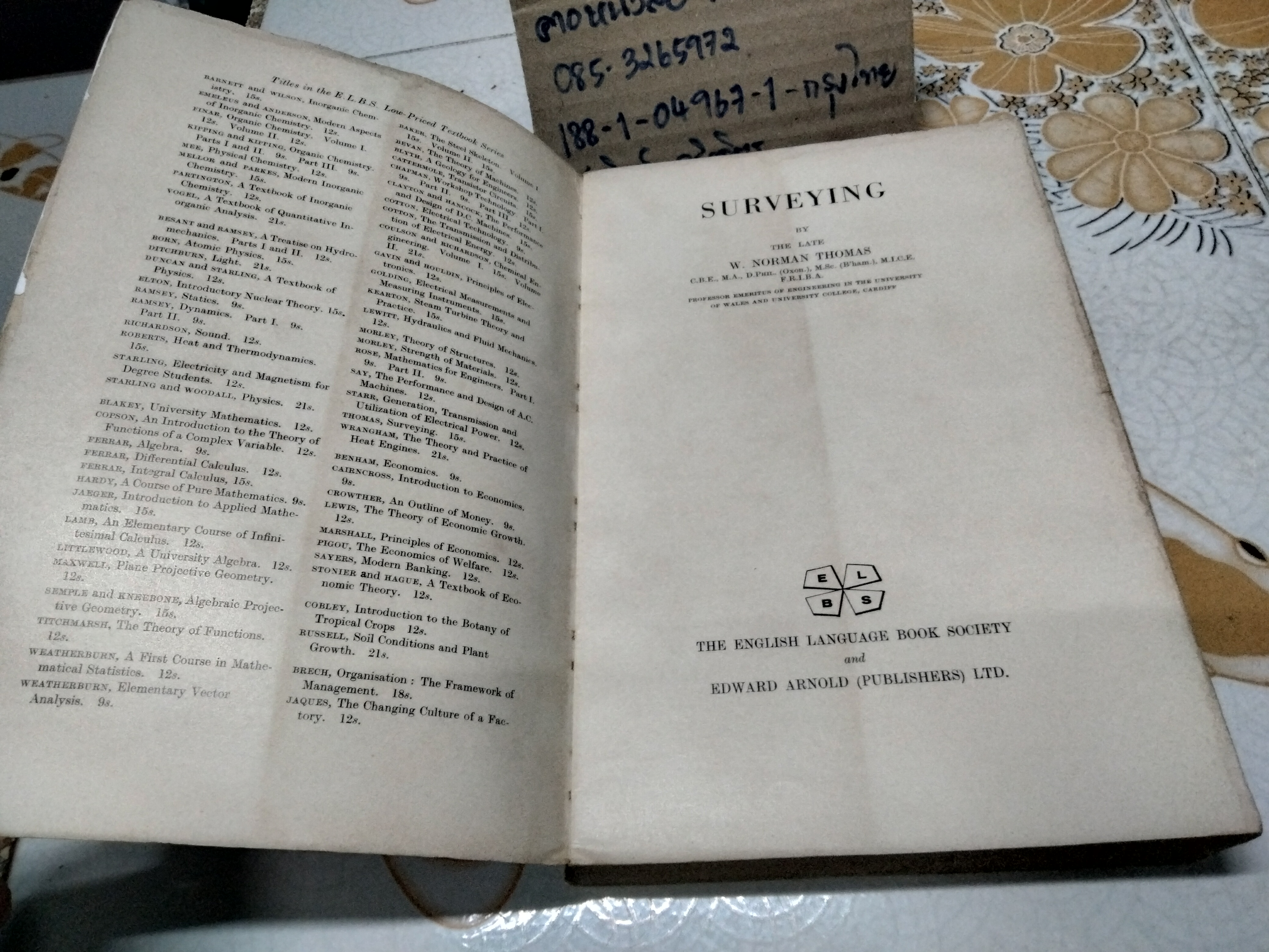 SURVEYING, W. NORMAN THOMAS ELBS 1963