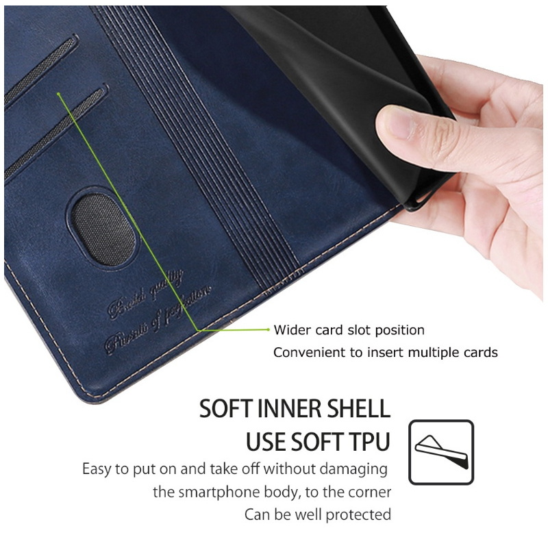 เคส Samsung Galaxy S23 Ultra 5G #เคสฝาพับปกหนังสไตล์วินเทจแบบกระเป๋าสตางค์ออกแบบสีทูโทน Flip Leather Case
