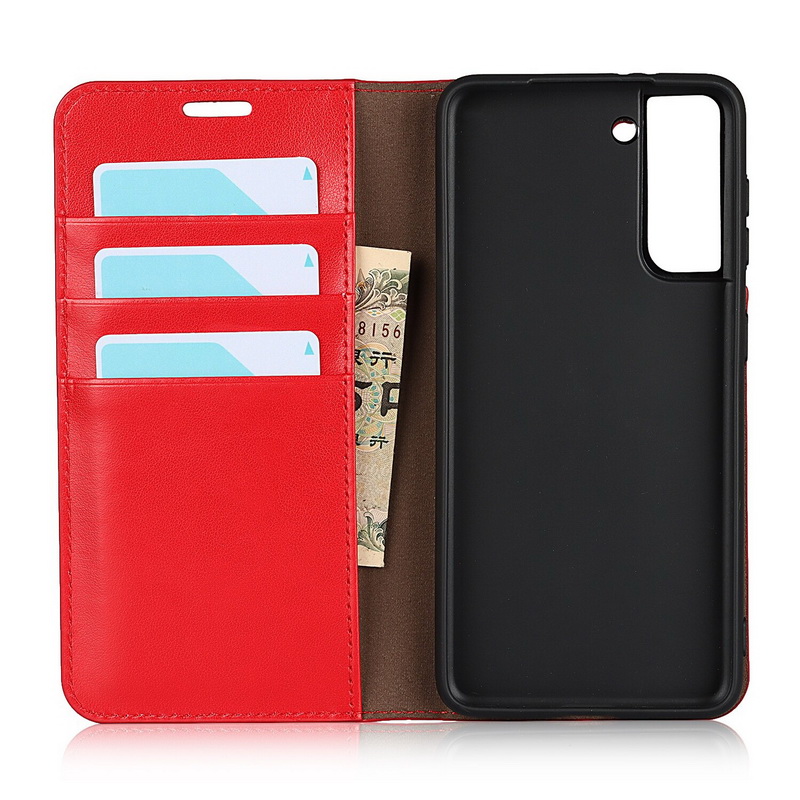 Case Samsung Galaxy S21 FE 5G #เคสฝาพับหนังแท้แบบกระเป๋าสตางค์คุณภาพดี Crazy Horse Genuine Leather Cover