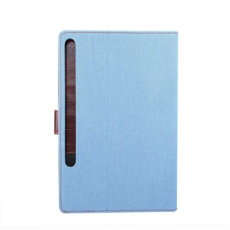 Case Samsung Galaxy Tab S7 11นิ้ว T870 T875 #เคสฝาพับหนัง PU ผิวยีนส์พับตั้งได้ Jeans Cloth Leather Wallet