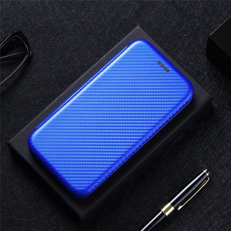 เคส OPPO A15#เคสฝาพับลายคาร์บอนไฟเบอร์มีช่องใส่การ์ด Carbon Fiber Wallet Card Slot Magnet Stand Phone Cover