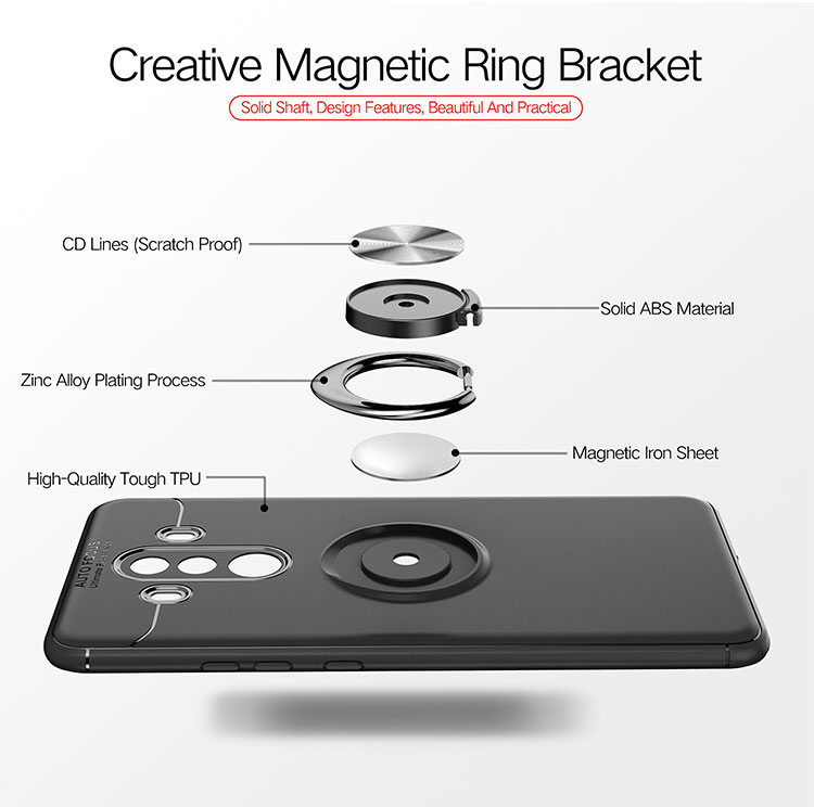 Case Huawei Mate 10 Pro #(พร้อมส่ง) เคสฝาหลัง TPU Finger Ring Kickstand (แผ่นโลหะแบบ Built-in) สี Black + Grey
