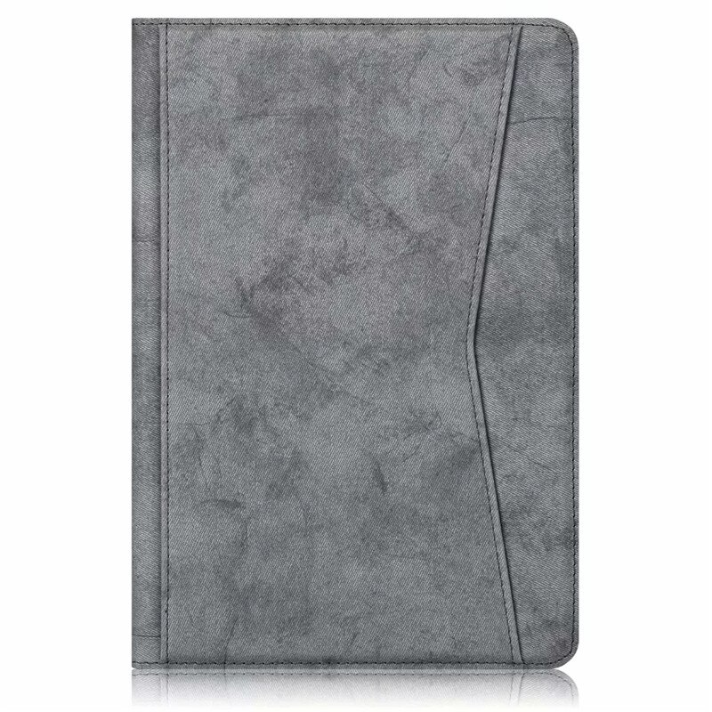 Case Samsung Galaxy Tab S6 Lite 10.4 SM-P610 P615 P617 #เคสฝาพับหนัง PU ลายผิวผ้ามีช่องใส่ปากกา with Pencil Holder Stand Business Card Slot Cover