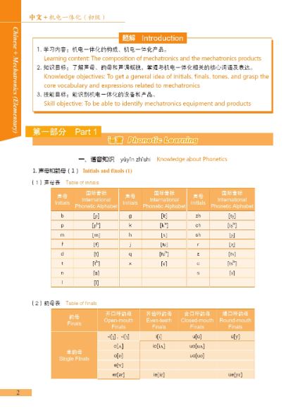 แบบเรียนภาษาจีนเมคคาทรอนิกส์ Chinese + Mechatronics (ระดับพื้นฐาน) 中文+机电一体化（初级）Chinese + Mechatronics (Elementary)