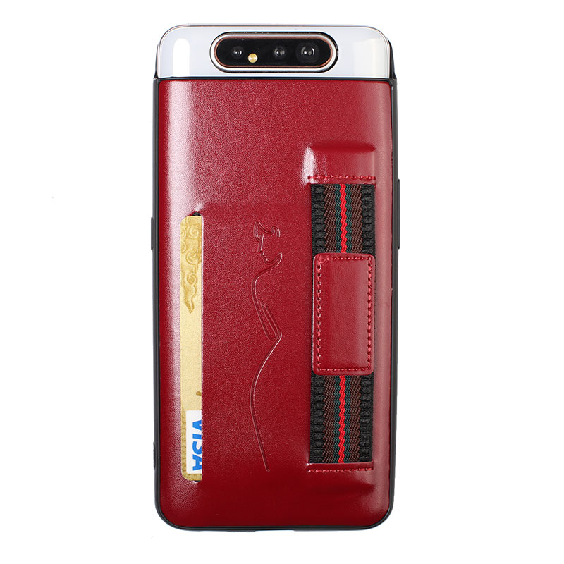 Case Samsung Galaxy A80 #เคสฝาหลังมีที่ใส่บัตรหนัง PU + TPU พร้อมสายรัดสวมนิ้ว