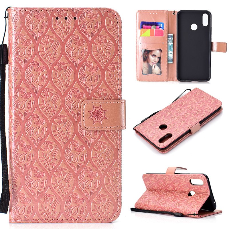 Case Huawei nova 3i #เคสฝาพับหนัง PU Imprint Leaf Leather