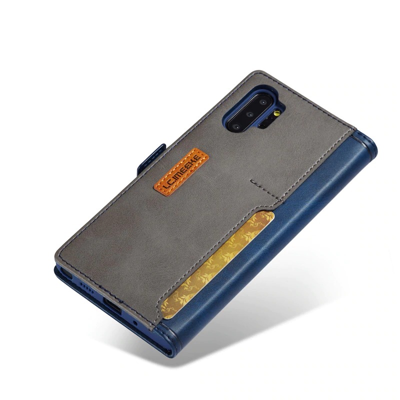 เคส Samsung Galaxy Note 10+ #เคสฝาพับหนัง PU สไตล์กระเป๋าสตางค์พร้อมช่องใส่การ์ด Fashion Retro Card Slot Wallet Flip Cover PU Leather Phone Case