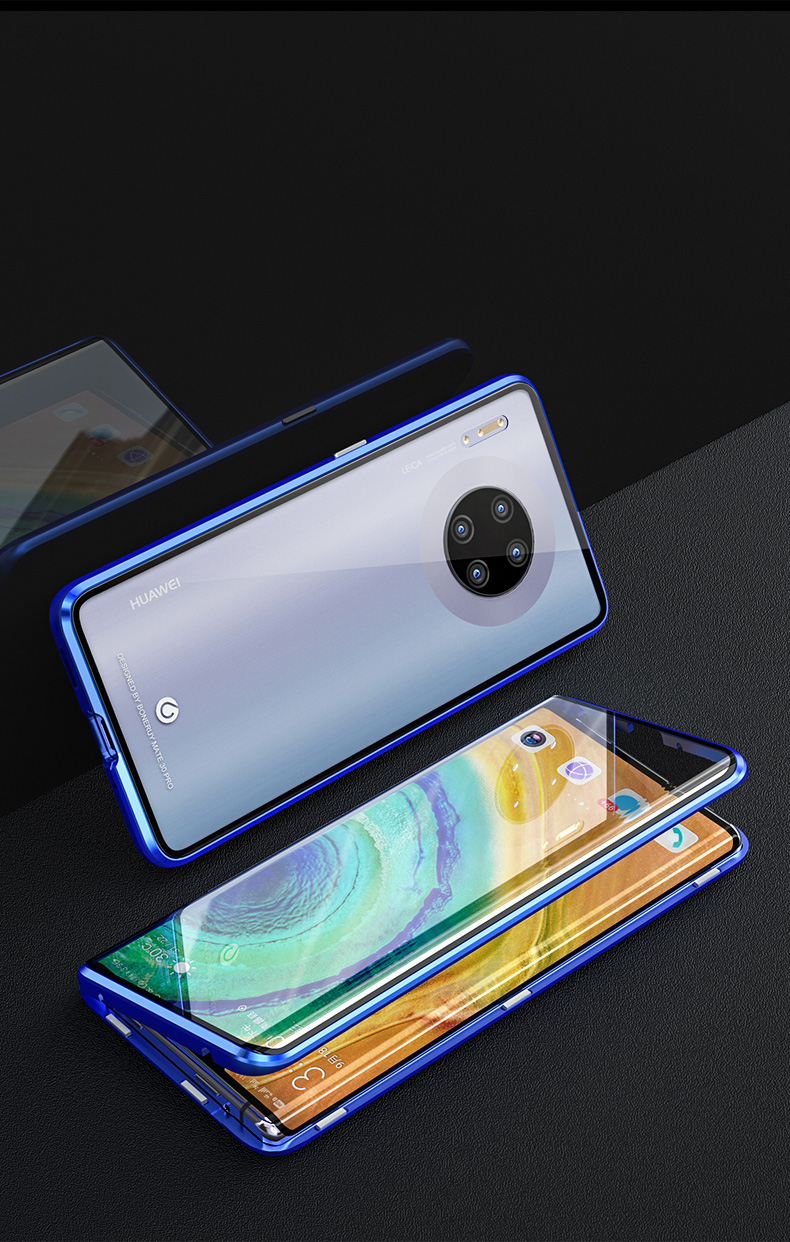 เคส Huawei Mate 30 Pro #เคสฝาครอบกระจกขอบโลหะดูดซับแม่เหล็ก Fully Protection Magnetic Adsorption Glass Metal Phone Protective