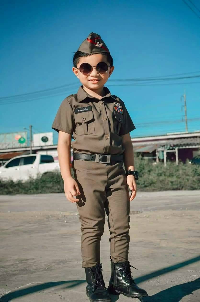 ชุดตำรวจเด็ก แบบมีหมวก งานคุณภาพ