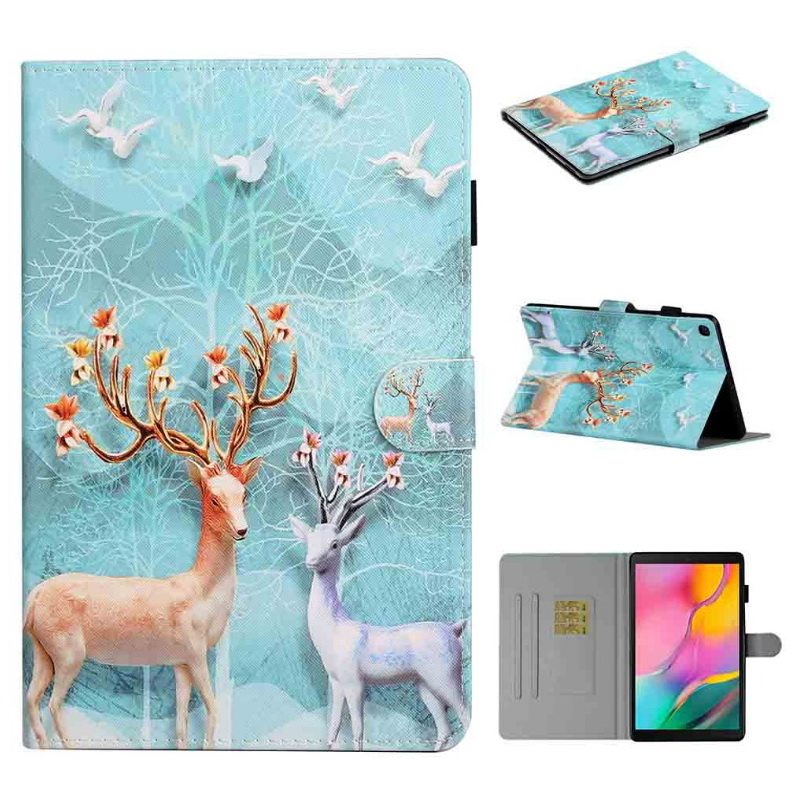 เคส Samsung Galaxy Tab A 8.0 2019 SM-T290 T295 T297 #เคสฝาพับหนัง PU พิมพ์ลายการ์ตูน Pattern Printing PU Leather Flip
