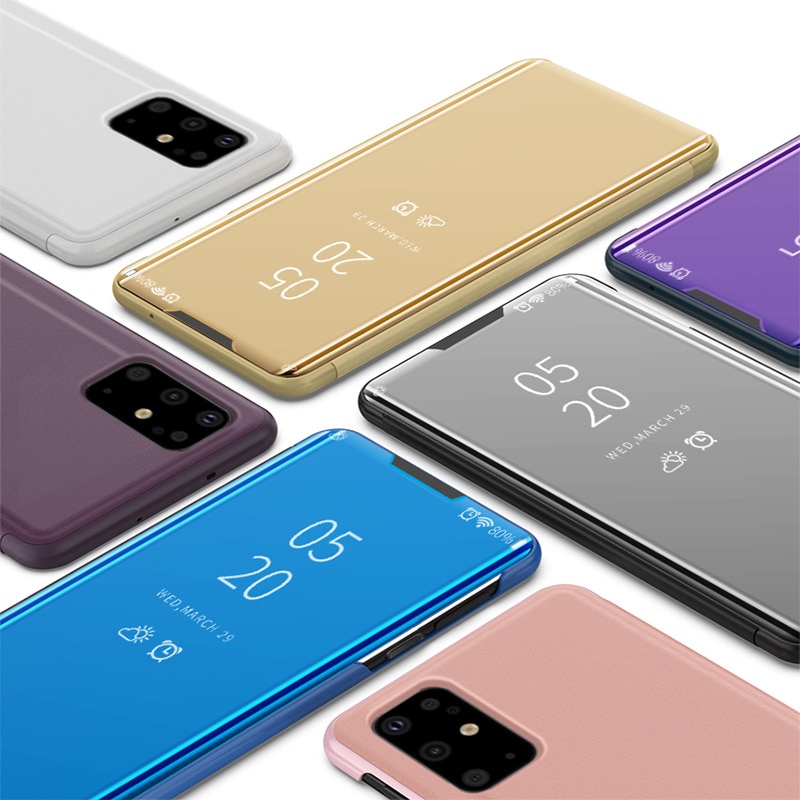 เคส Samsung Galaxy S10 Lite #เคสฝาพับปกโปร่งแสงผิวเงา Electroplating Mirror Surface Window View