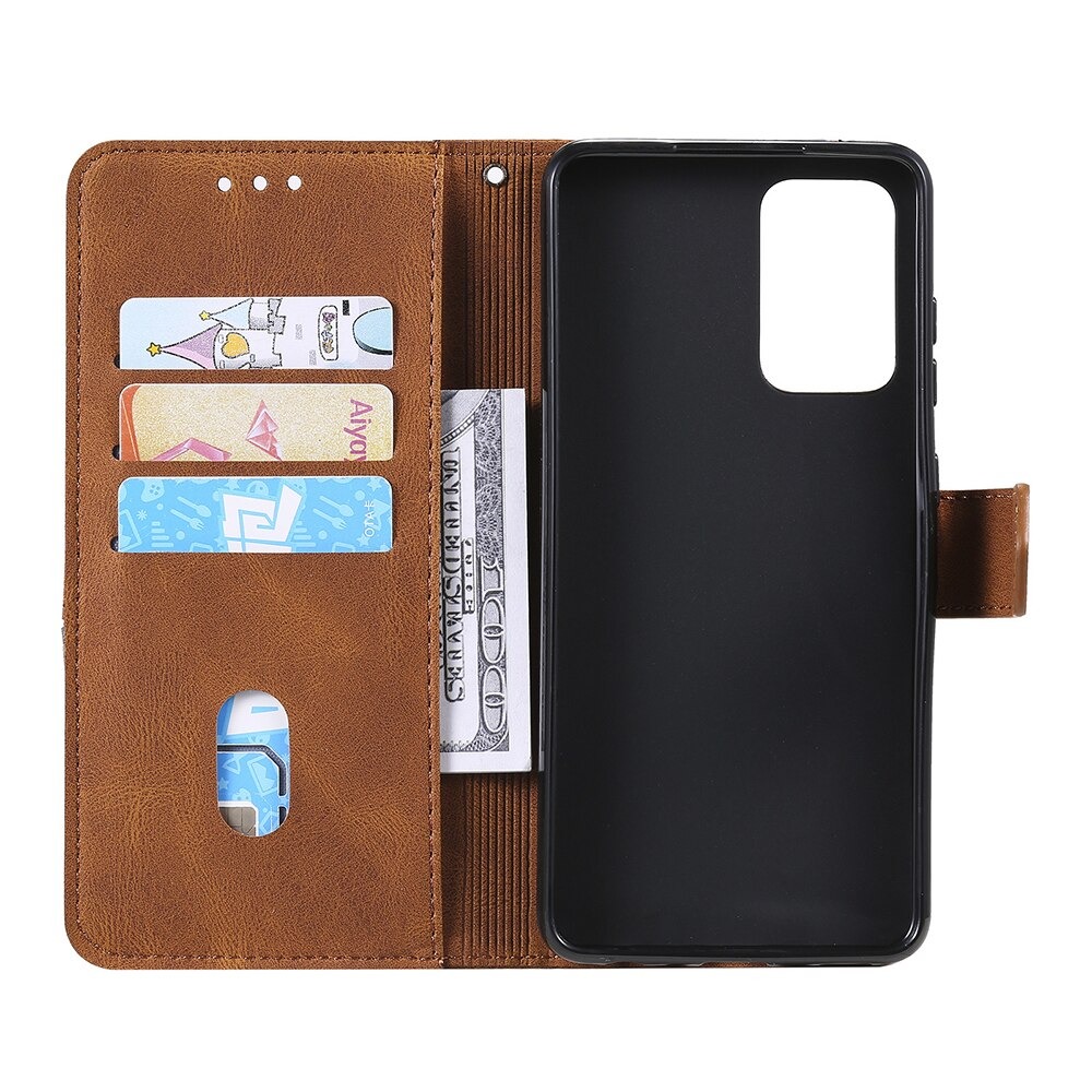 เคส Samsung Galaxy A52/A52 5G/A52s 5G #เคสฝาพับหนัง PU มีช่องเสียบบัตร Tri-color Splicing Skin-touch Feeling Protector PU Leather