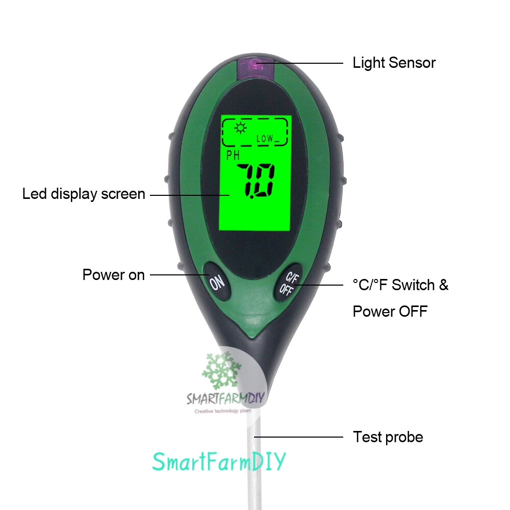 4 in 1 PH เซนเซอร์ แบบ soil tester plants and lawns
