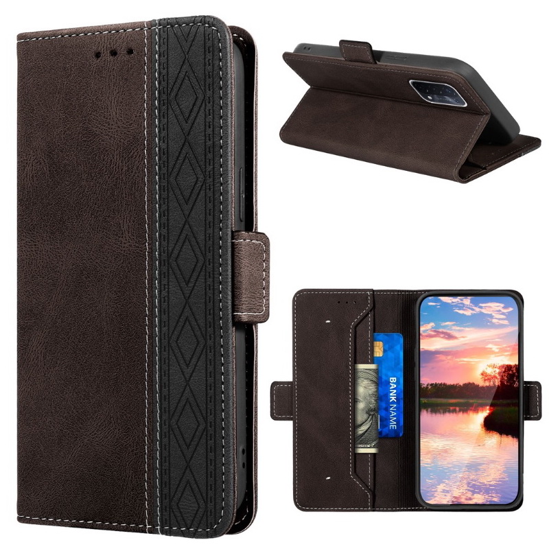 เคส OPPO Reno 6 5G #เคสฝาพับหนัง PU มีแถบปิดแม่เหล็กสีทูโทนสไตล์กระเป๋าสตางค์