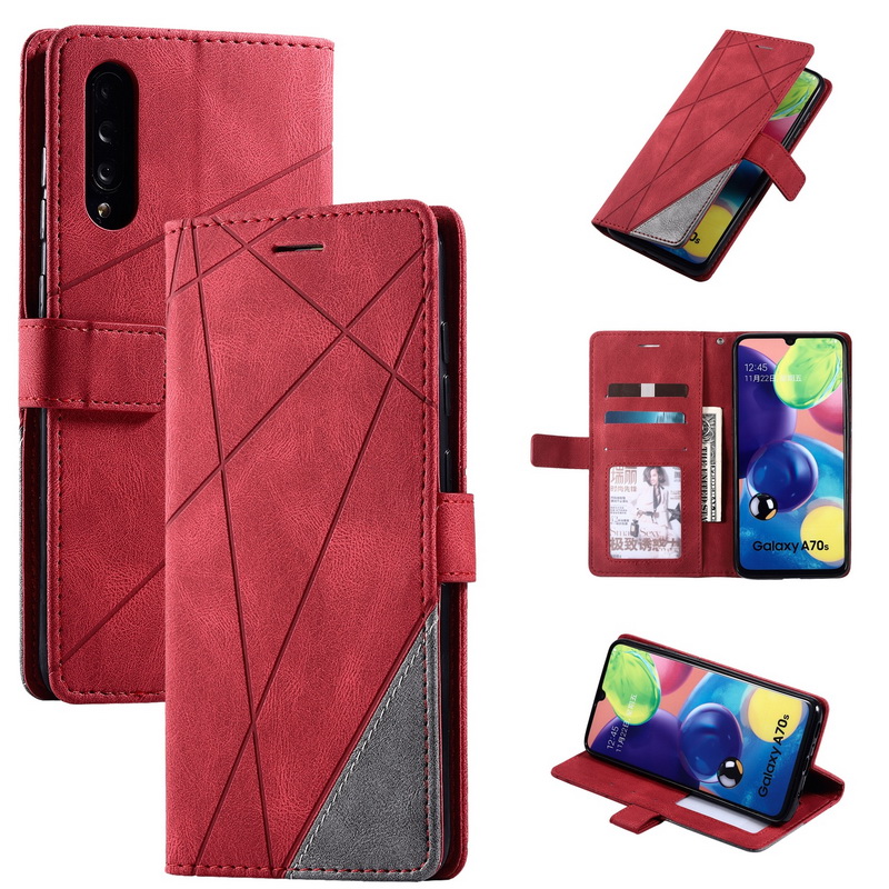 Case Samsung Galaxy A70 #เคสฝาพับหนัง PU มีช่องเสียบบัตรอื่นๆในตัว Geometric Pattern Leather Card Holder Protective