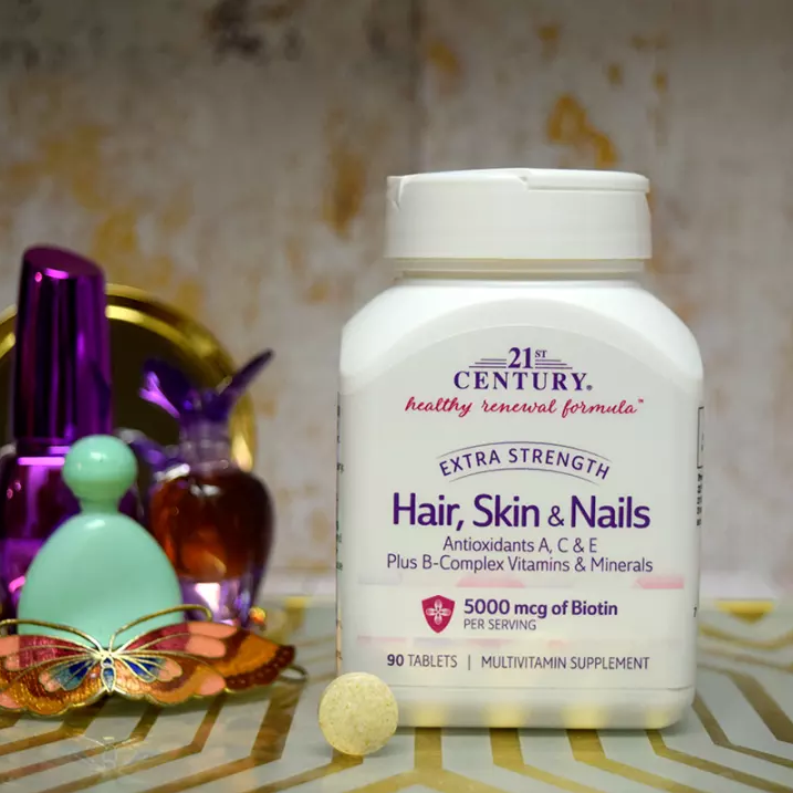 21st Century® Hair, Skin & Nails, Extra Strength, 90 Tablets วิตามิน เพื่อผมผิวเล็บ