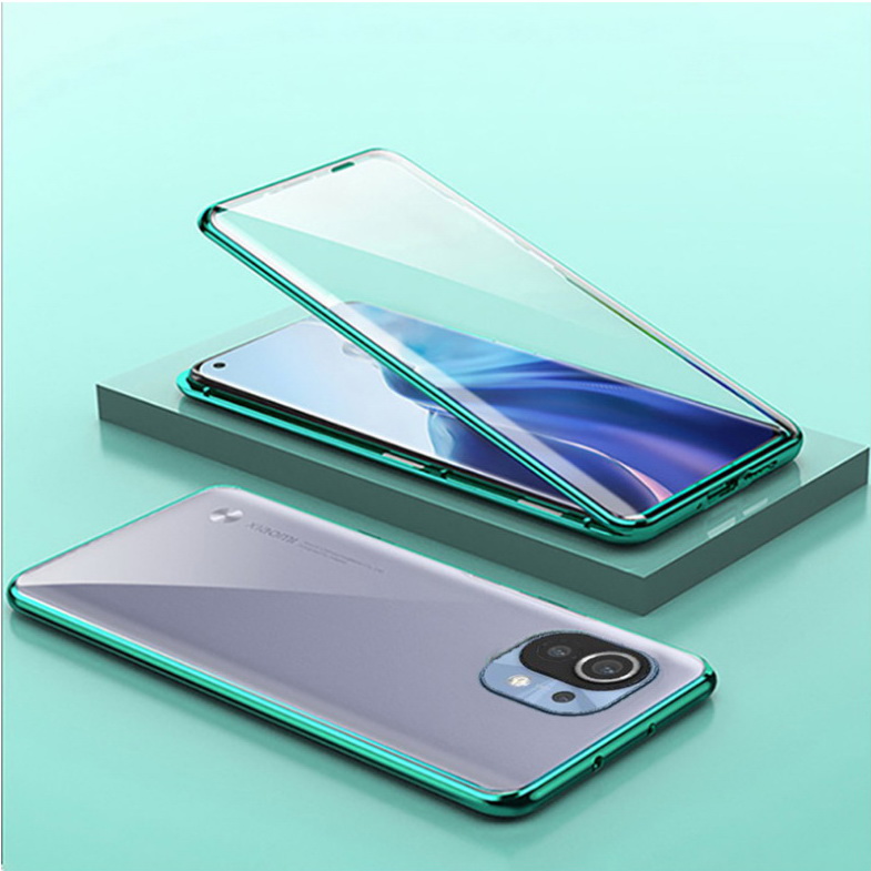 เคส Xiaomi Mi 11 #เคสฝาครอบกระจกขอบโลหะดูดซับแม่เหล็กหน้าหลัง Fully Protection Magnetic Adsorption Glass Metal Phone Protective