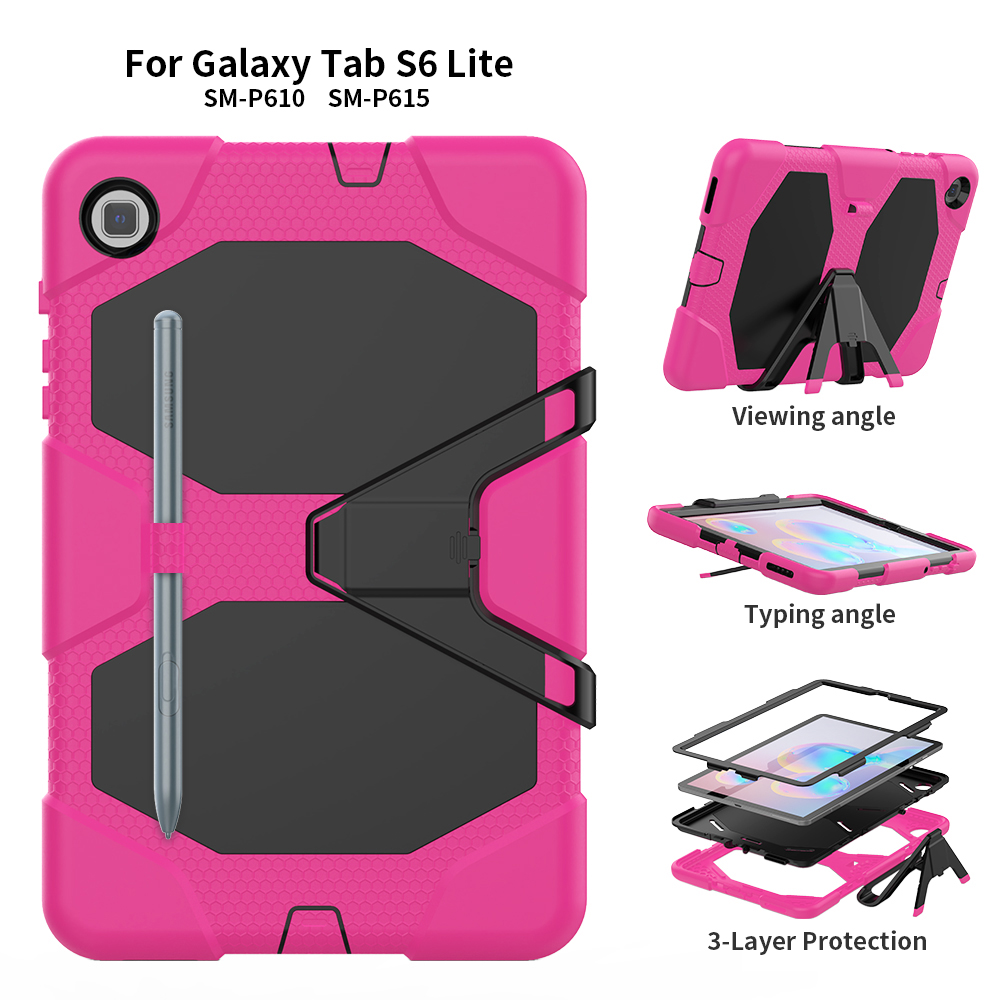 เคส Samsung Galaxy Tab S6 Lite 10.4 SM-P610 P615 P617 #เคสไฮบริดกันกระแทก ซิลิโคน+พลาสติกกันกระแทกมีขาตั้ง Shockproof Heavy Duty Armor
