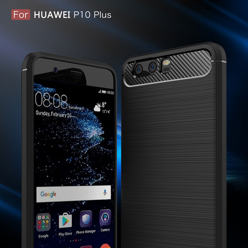เคส Huawei P10 Plus เคสฝาหลังคาร์บอนไฟเบอร์ - TPU ดีไซด์สวยงาม