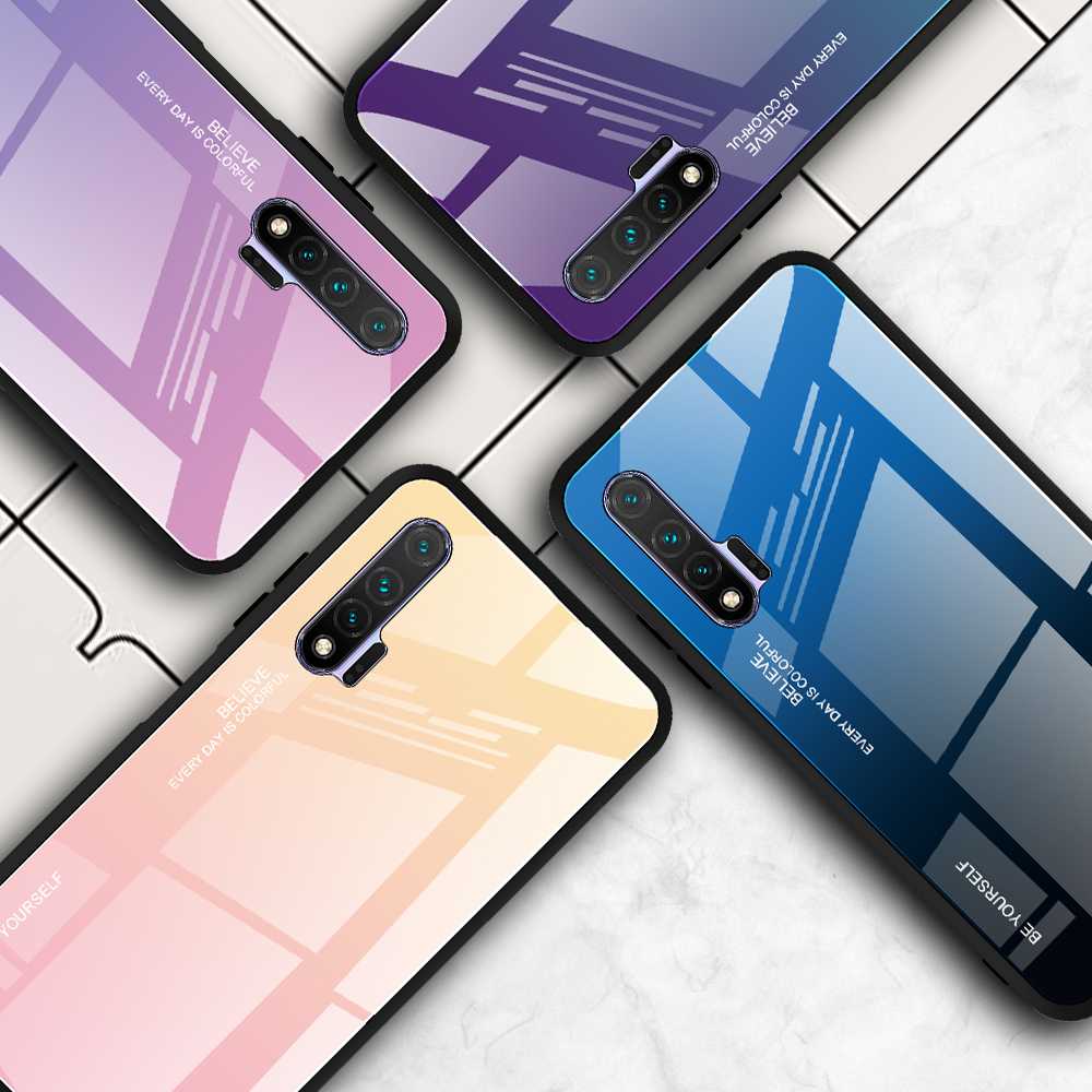 Case Huawei nova 6 #เคสฝาหลัง Gradient Color Glass + PC + TPU Hybrid Case