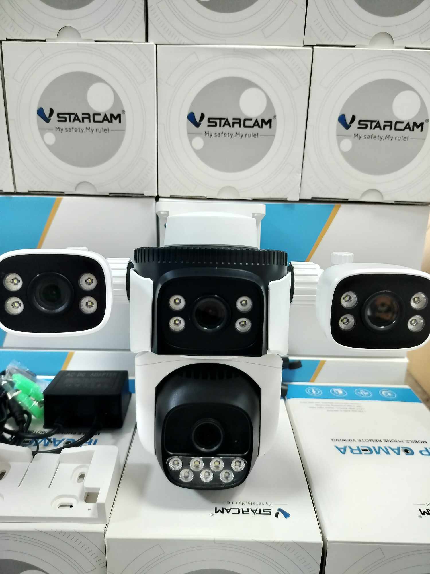 Vstarcam Vstarcam กล้องวงจรปิดภายนอก3เลนส์4มุมมองในจอเดียว รุ่นCS621FR กล้องมีWIFIในตัว บันทึกภาพและเสียง ขาว