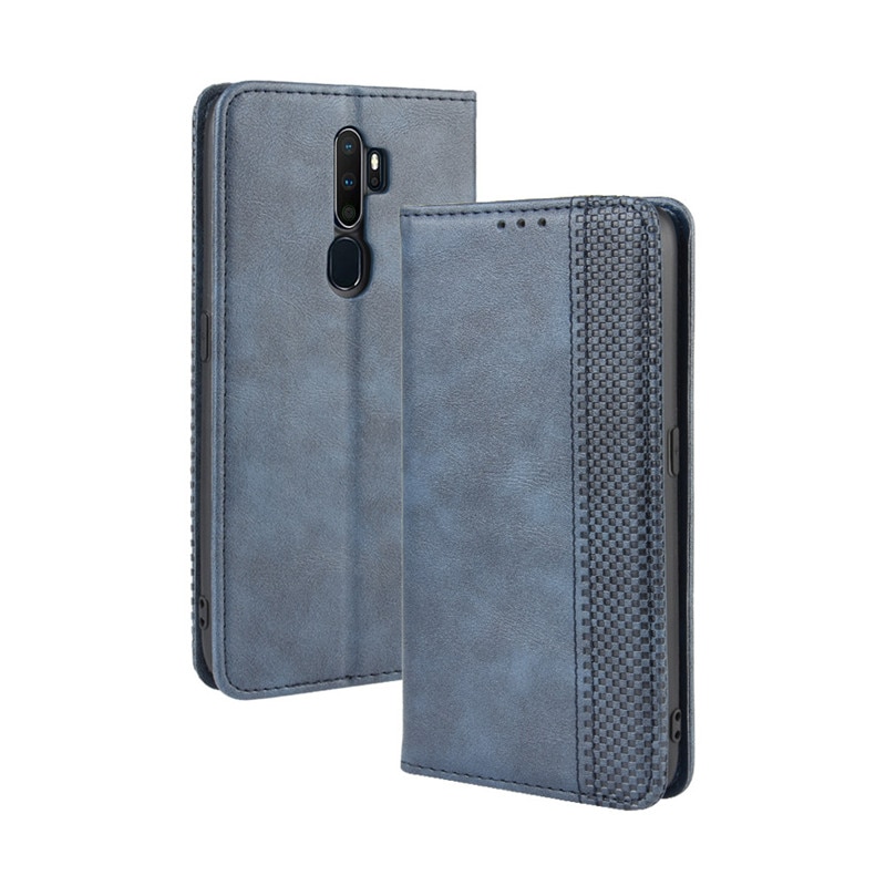 เคส OPPO A9 (2020) / A5 (2020) #เคสฝาพับปกหนังสไตล์วินเทจดูดซับอัตโนมัติแบบกระเป๋าสตางค์
